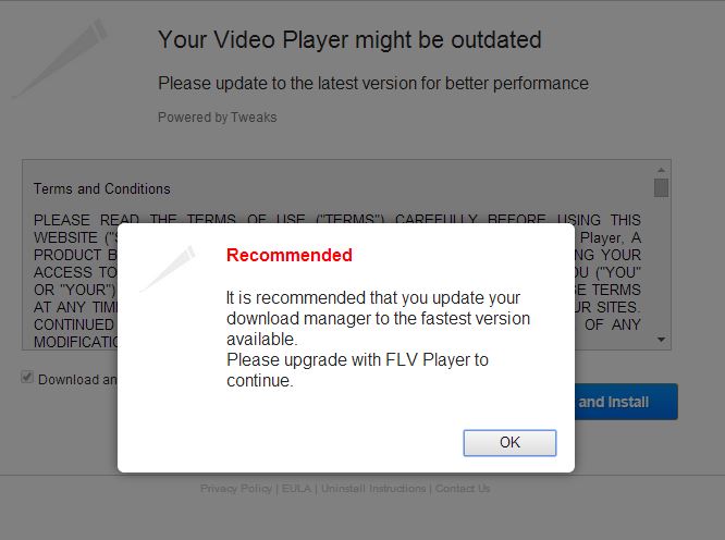 Upgrade Video Player Malware Add