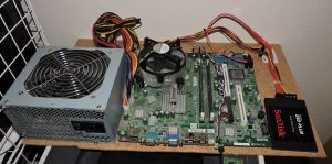 motherboard attached to board