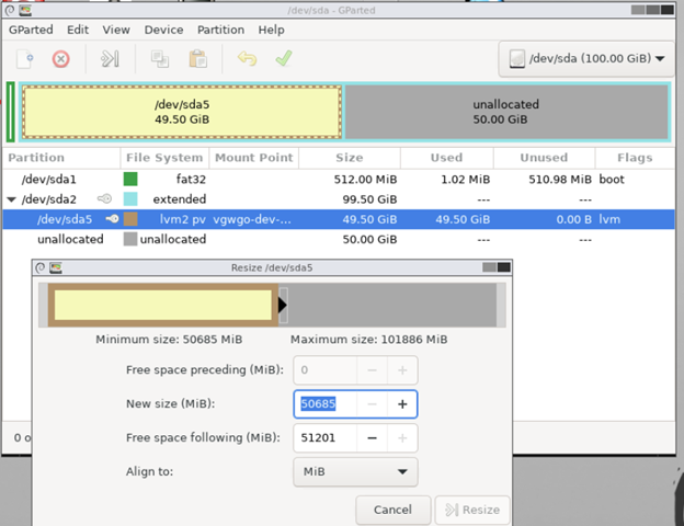 Ubuntu Increase Filesystem Size